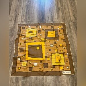 Guy Laroche Vintage Retro Geometric Brown Scarf Silk